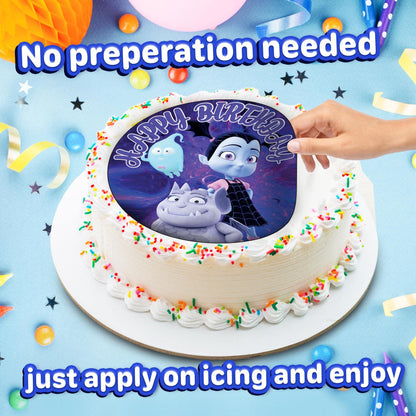 7.5 Inch Vampirina Cake Topper – Round Edible Birthday Cake Decorations, Happy Birthday Cake