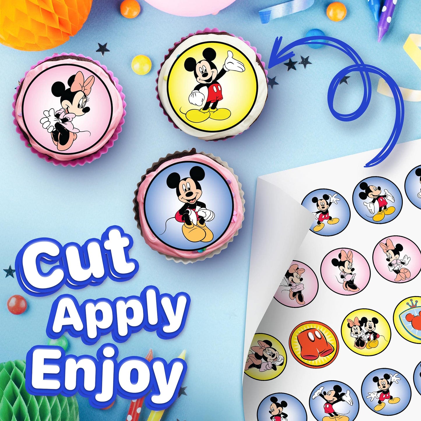 30x Wafer Paper Mickey Mouse Edible Cupcake Topper