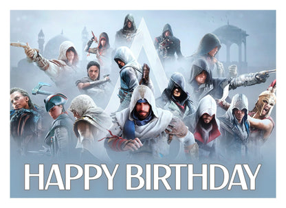 8.3 x 11.7 Inch Edible Square Cake Toppers Assassin Creed