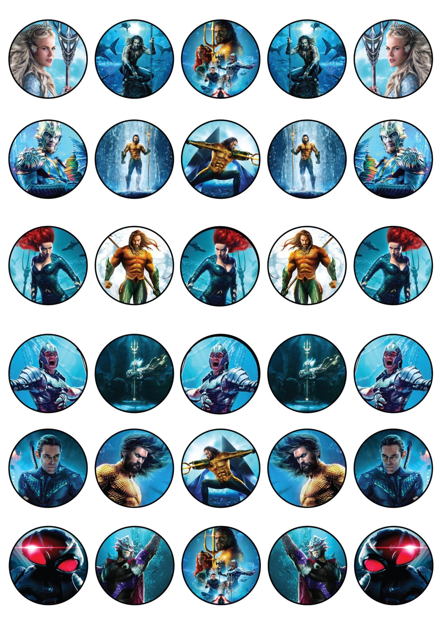 30x Wafer Paper Aquaman Edible Cupcake Topper