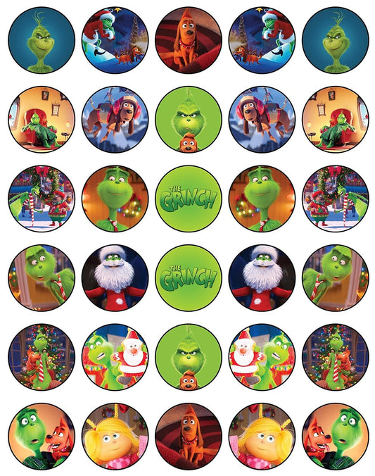 30x Wafer Paper The Grinch Edible Cupcake Topper