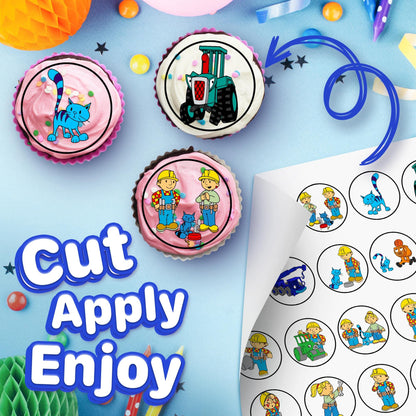 30x Wafer Paper Bob The Builder Edible Cupcake Topper