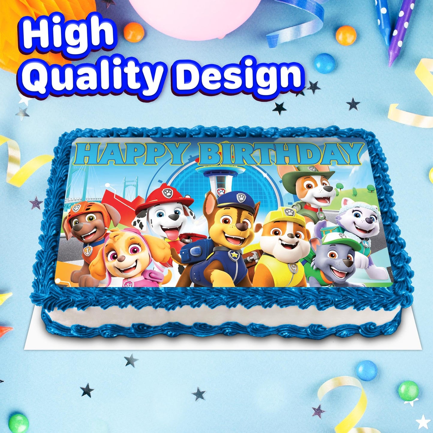 8.3 x 11.7 Inch Edible Square Cake Toppers PAW PATROL