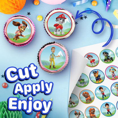 30x Wafer Paper Paw patrol Edible Cupcake Topper