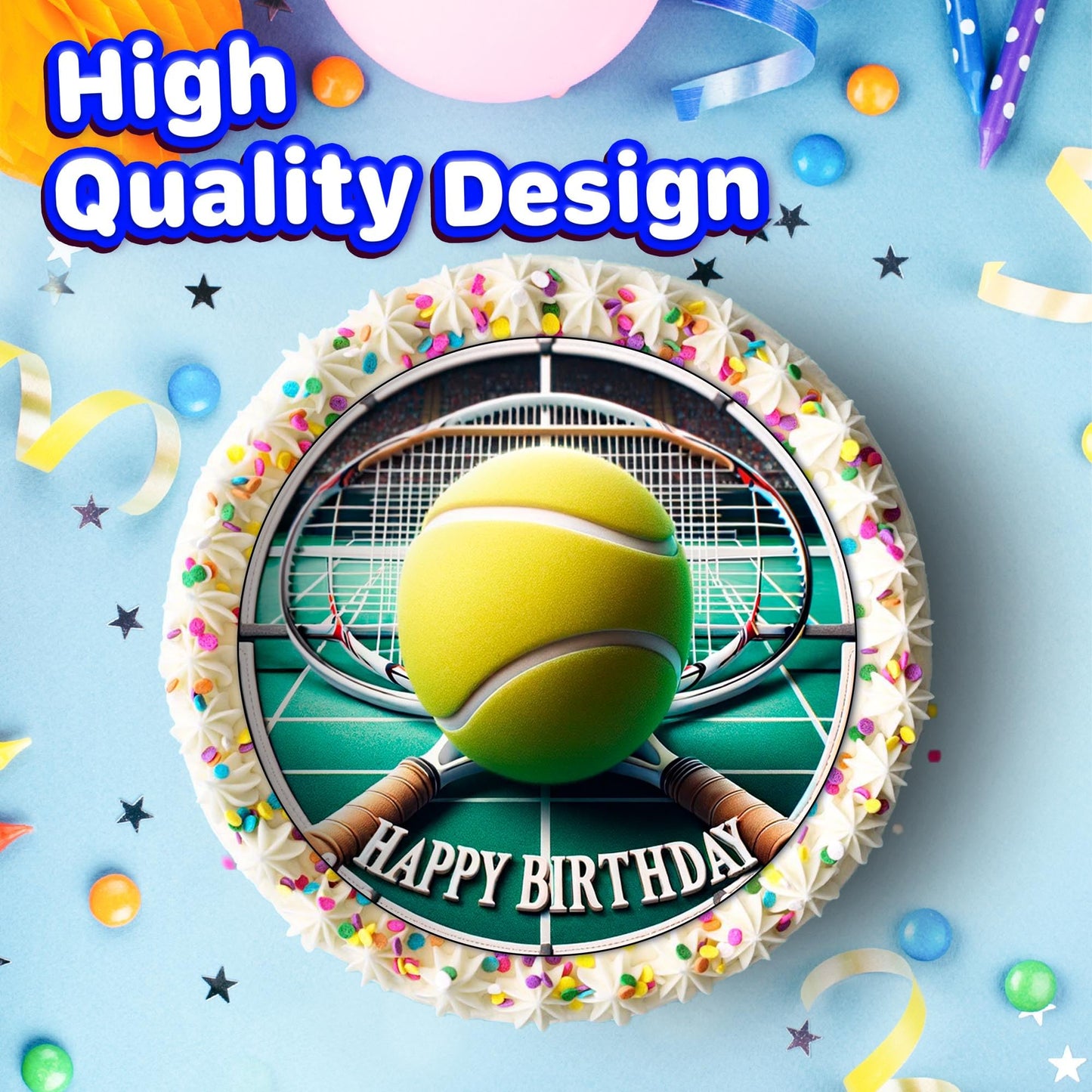 7.5 Inch Edible Cake Toppers Tennis