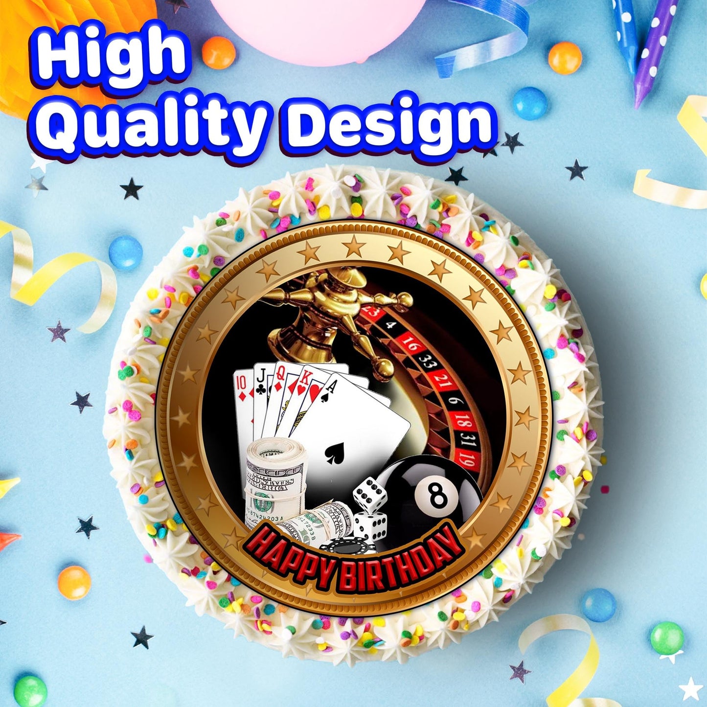 7.5 Inch Edible Cake Toppers Casino