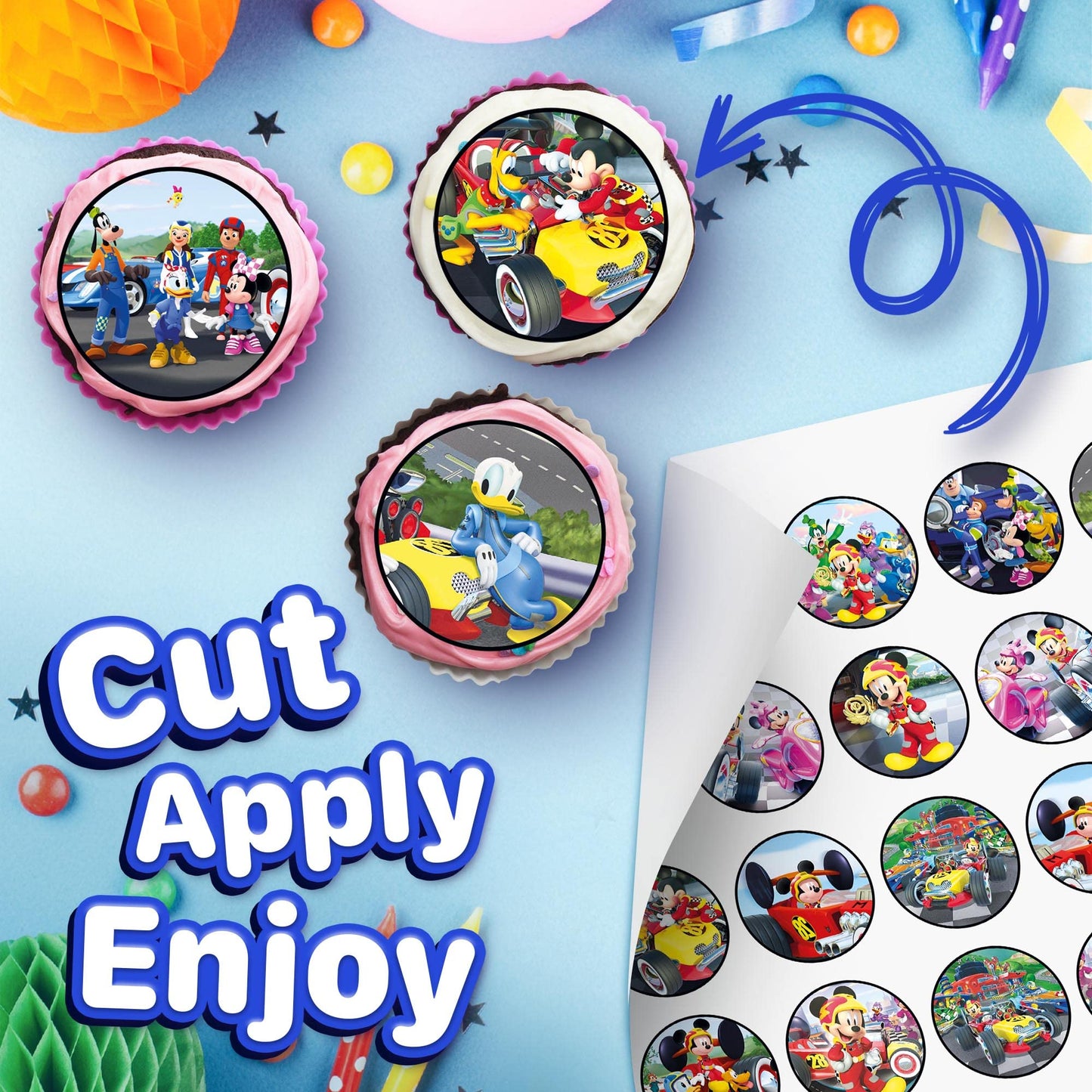 30x Wafer Paper Mickey Mouse Edible Cupcake Topper