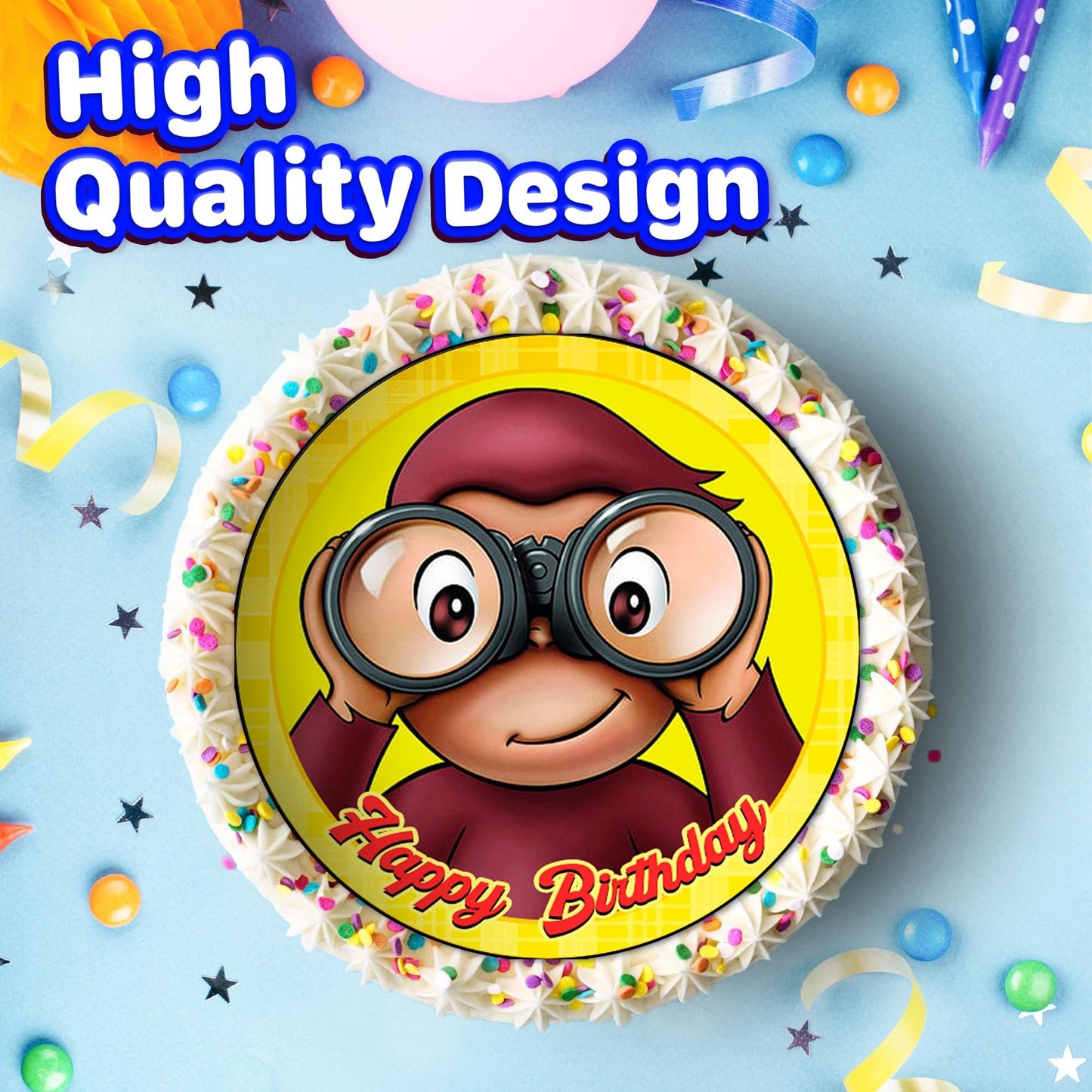 7.5 Inch Edible Cake Toppers Curious george