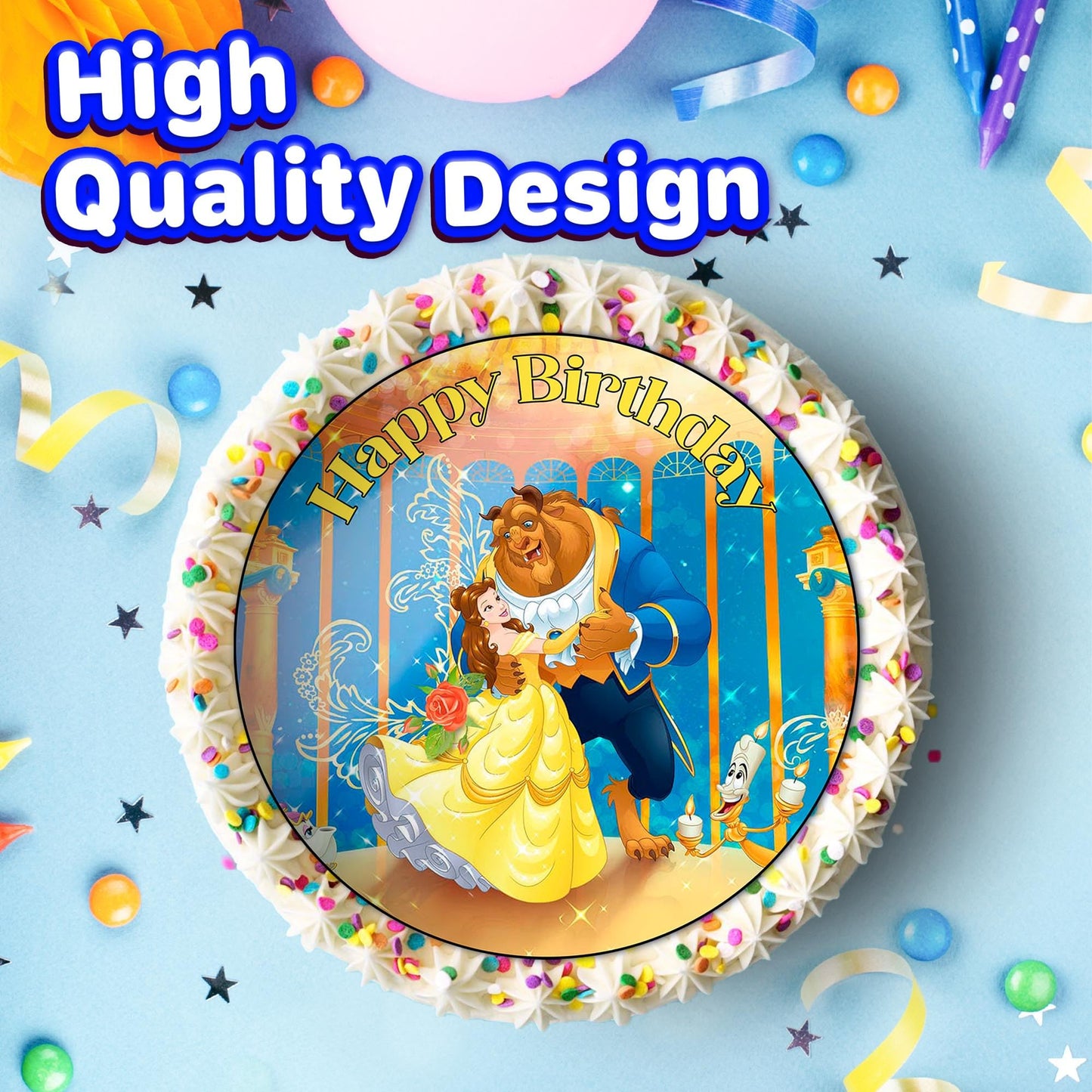 7.5 Inch Edible Cake Toppers Beauty And The Beast