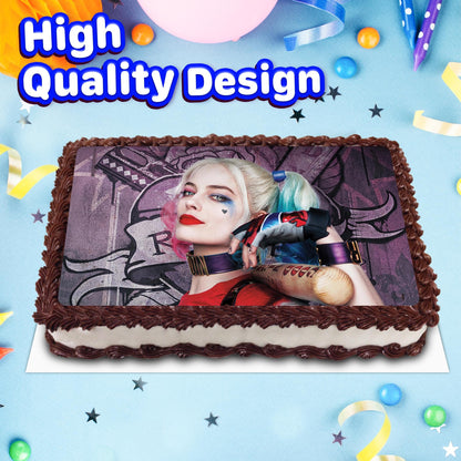 8.3 x 11.7 Inch Edible Square Cake Toppers Harley Quinn