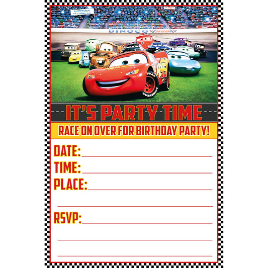 Set of 30 Cars Birthday Invitation Cards