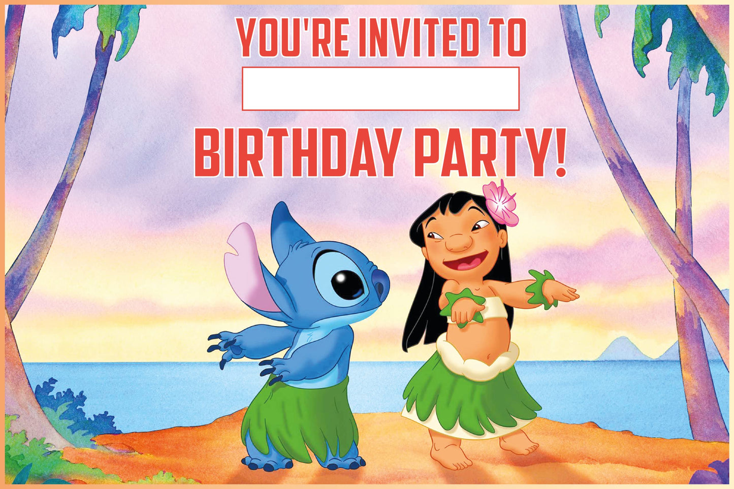 Set of 20 Lilo And Stich Birthday Invitation Cards & Envelopes