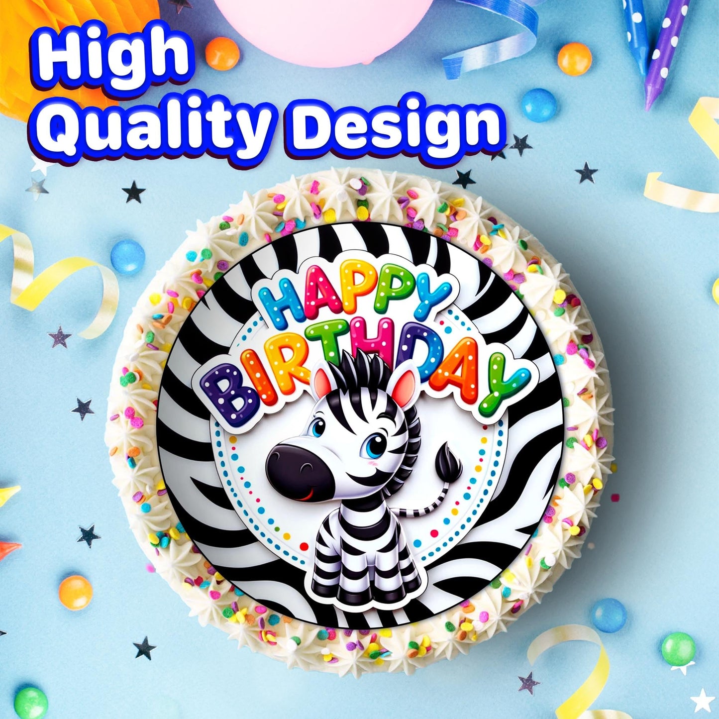 7.5 Inch Edible Cake Toppers Zebra