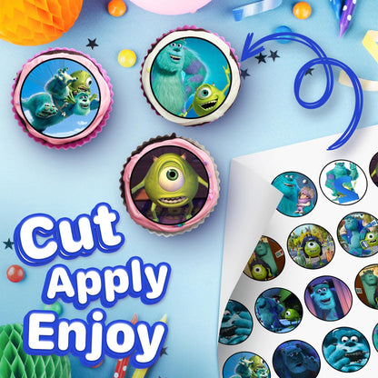 30x Wafer Paper Monster inc Edible Cupcake Topper