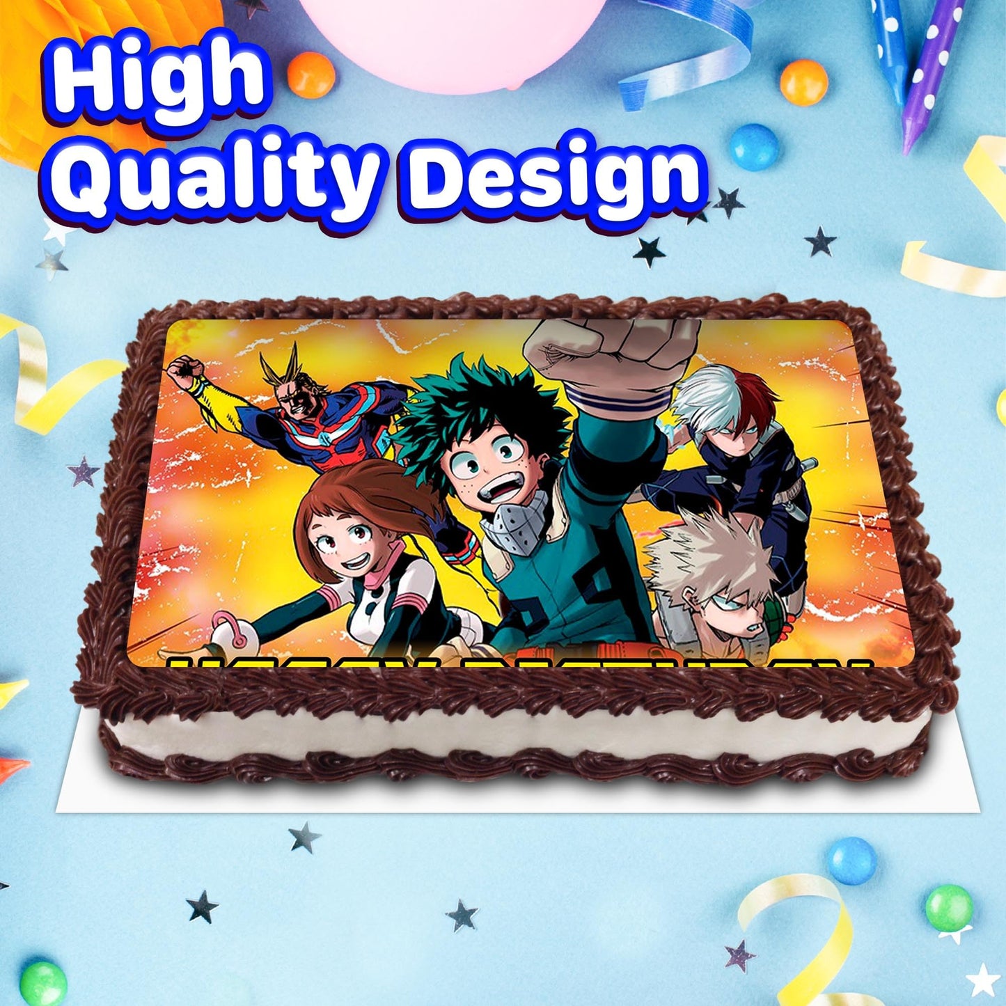 8.3 x 11.7 Inch Edible Square Cake Toppers My Hero Academy