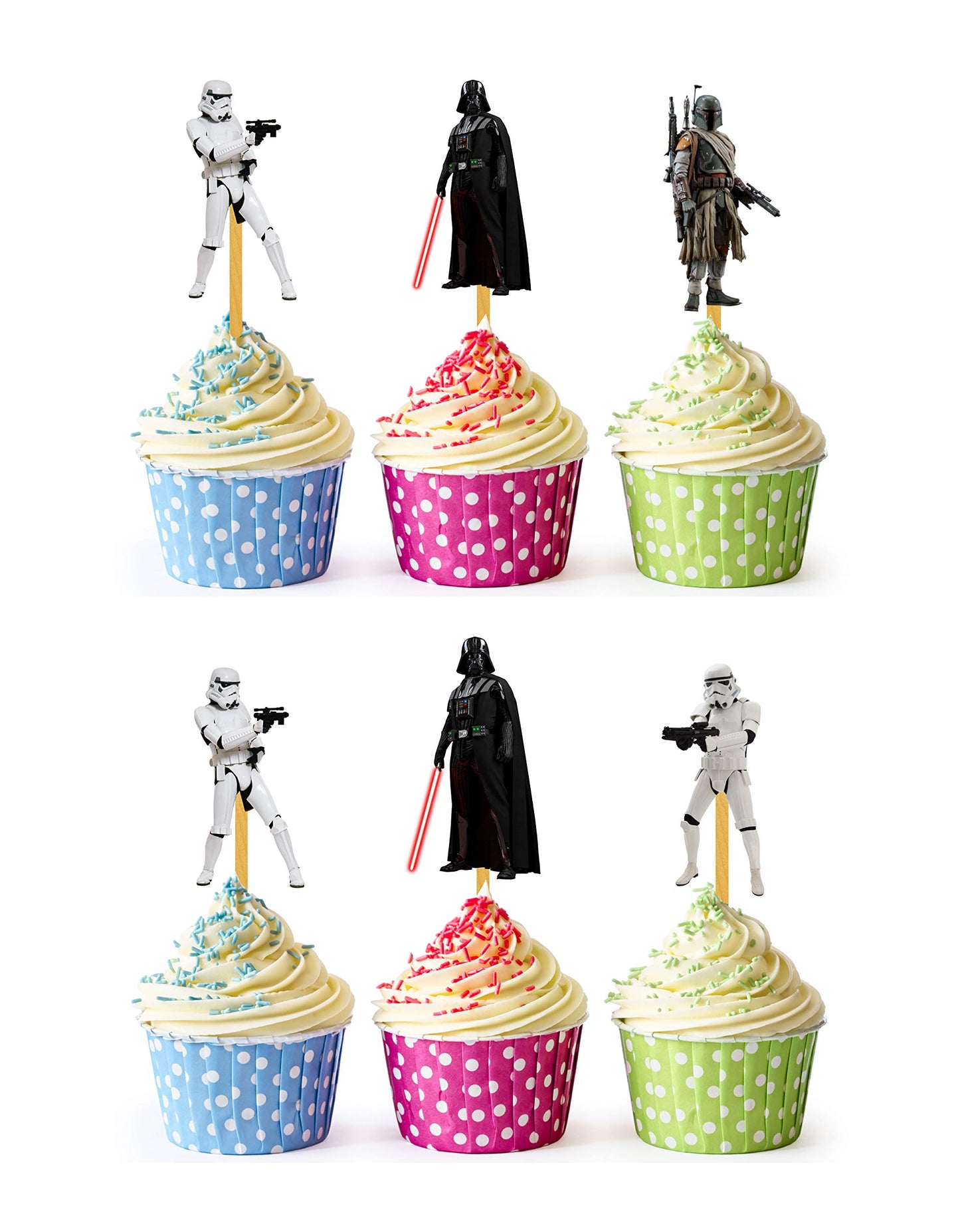 24x Galactic Space Cupcake Toppers – Durable Picks Happy Birthday Décor, Cupcake Decorations for Kids' Birthdays