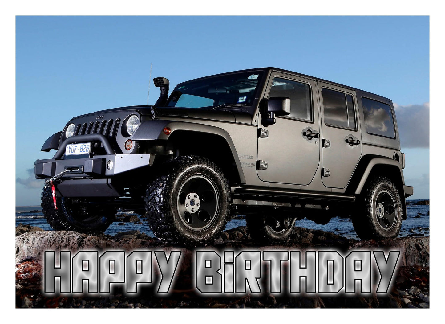 8.3 x 11.7 Inch Edible Square Cake Toppers Jeep