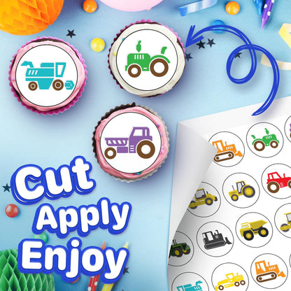 30x Wafer Paper Tractor Edible Cupcake Topper