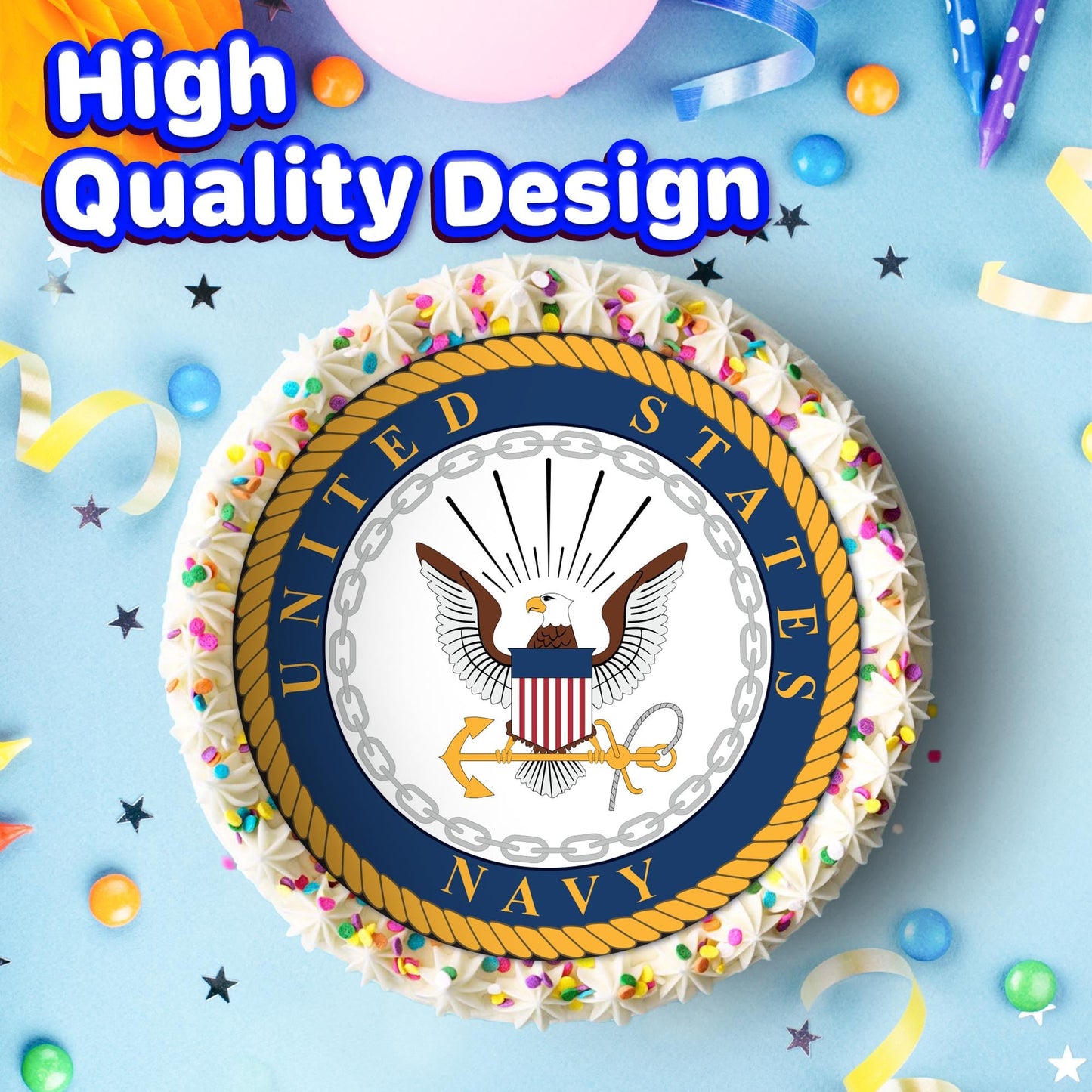 7.5 Inch Edible Cake Toppers Us Navy