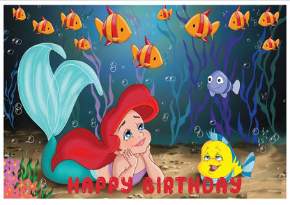 8.3 x 11.7 Inch Edible Square Cake Toppers Little Mermaid