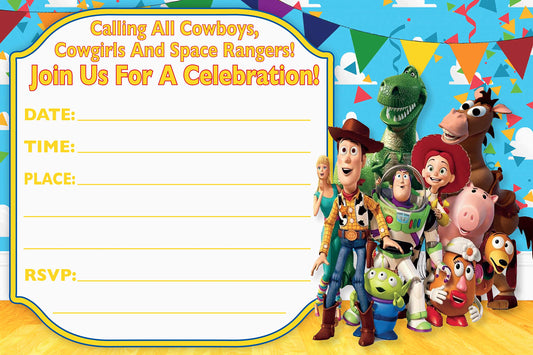 Set of 30 Toy Story Birthday Invitation Cards