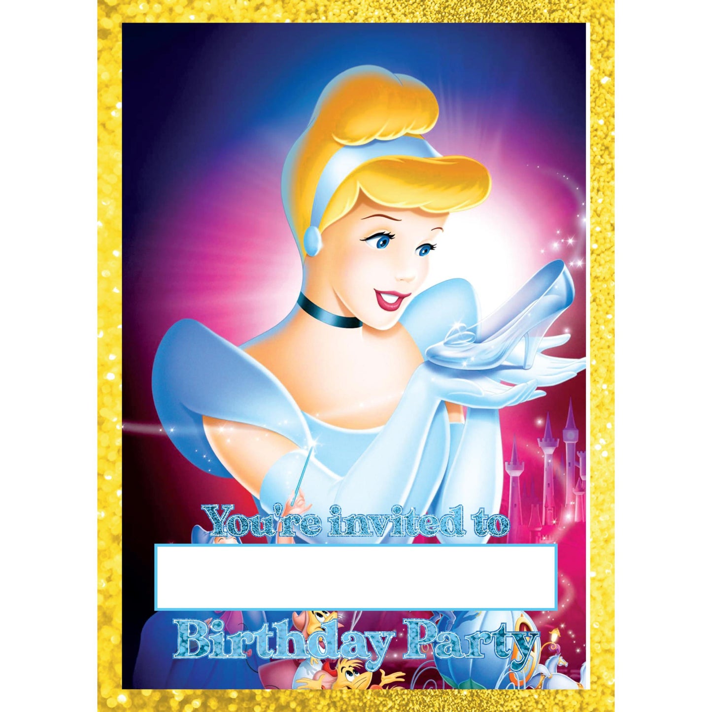 Set of 20 Cinderella Birthday Invitation Cards & Envelopes