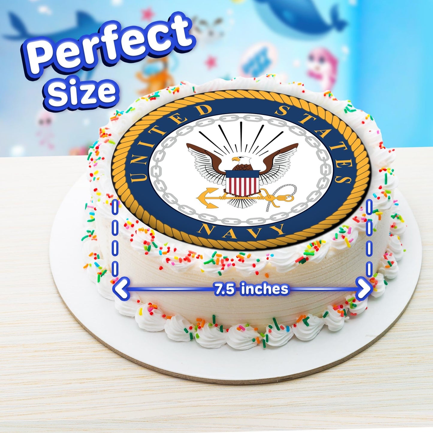 7.5 Inch Edible Cake Toppers Us Navy