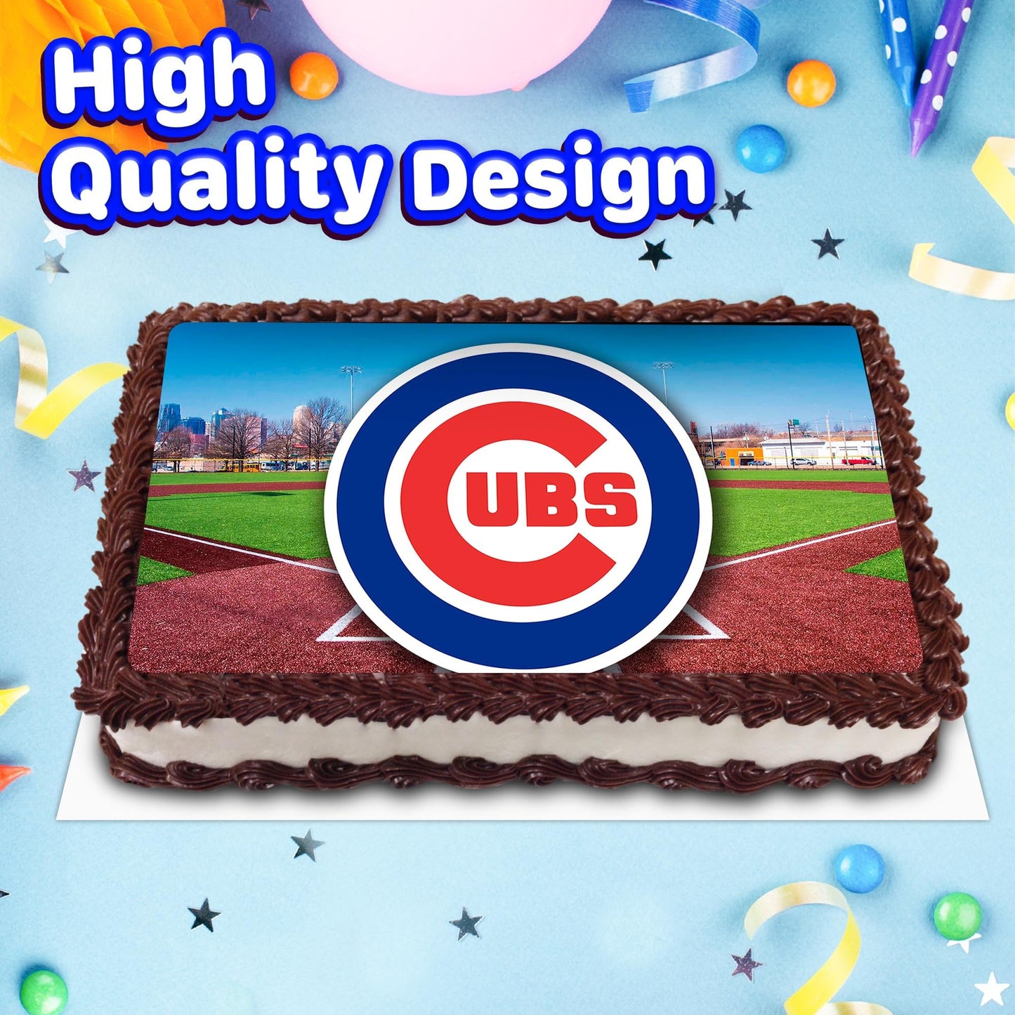 8.3 x 11.7 Inch Edible Square Cake Toppers Chicago Cubs