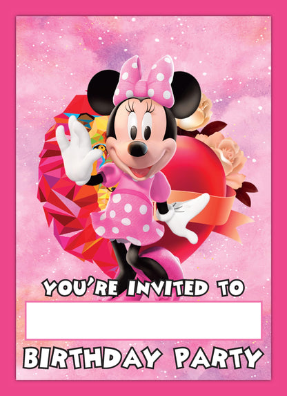 Set of 20 Minne mouse Birthday Invitation Cards & Envelopes