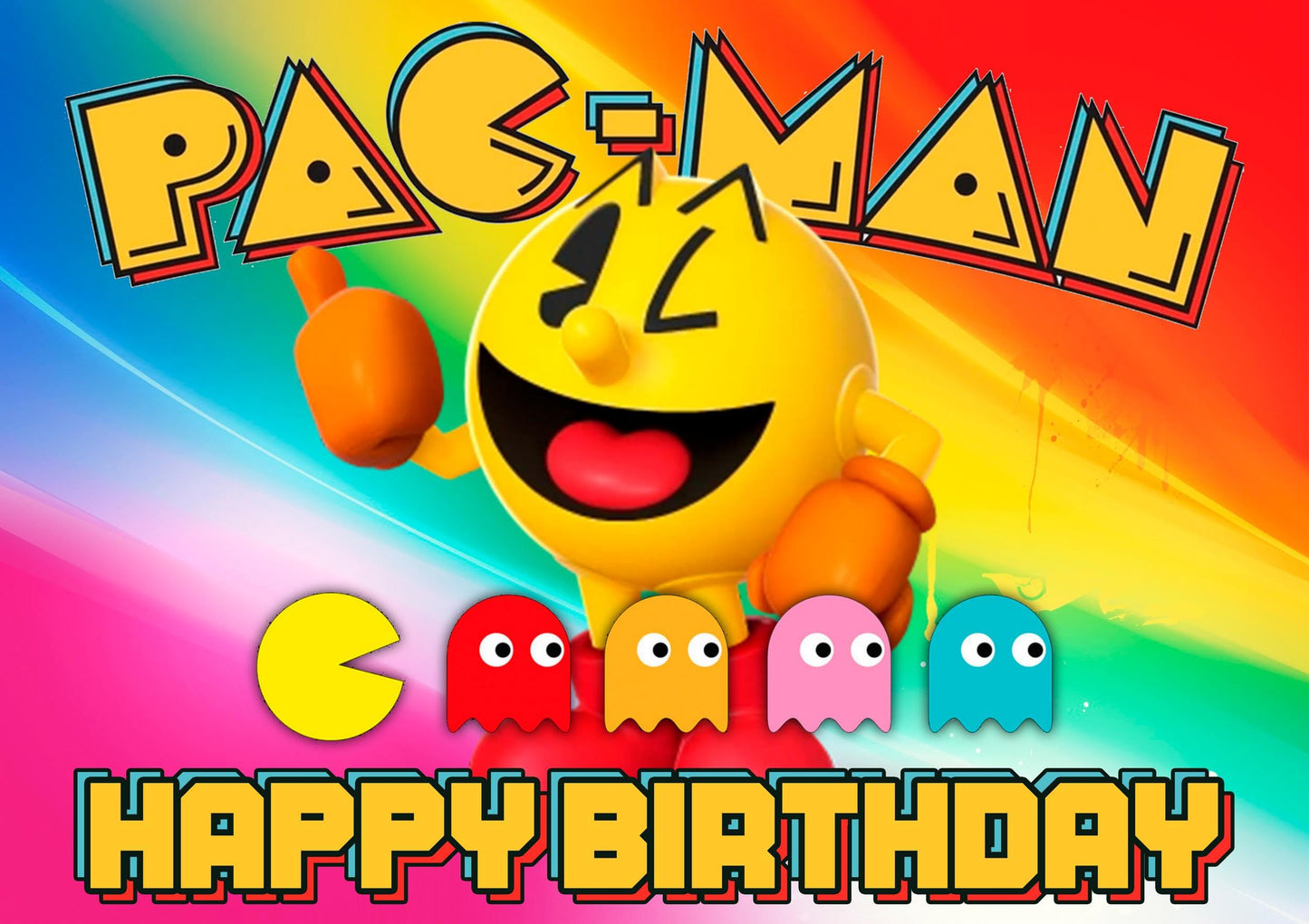 8.3 x 11.7 Inch Edible Square Cake Toppers Pacman