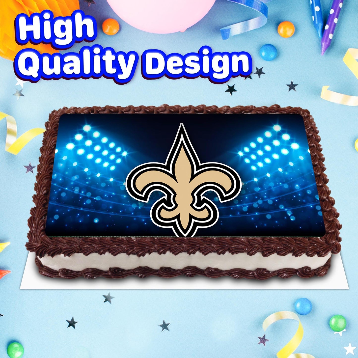 8.3 x 11.7 Inch Edible Square Cake Toppers Orleans Saints