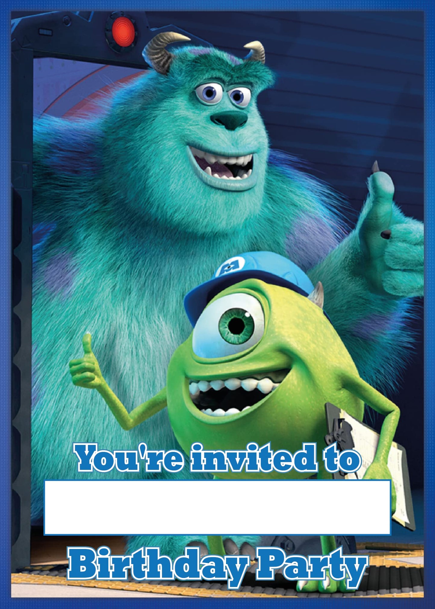 Set of 20 Monster inc Birthday Invitation Cards & Envelopes