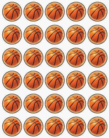 30x Wafer Paper Basket Ball Edible Cupcake Topper