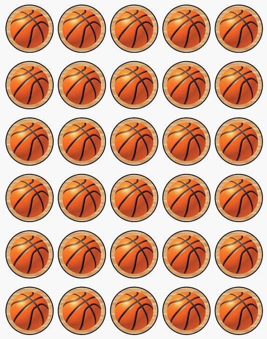 30x Wafer Paper Basket Ball Edible Cupcake Topper