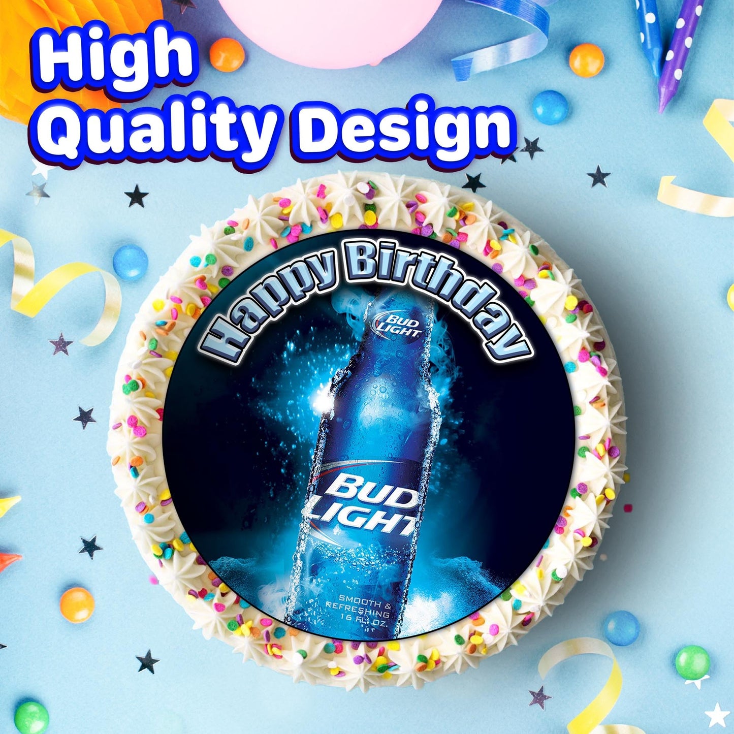 7.5 Inch Edible Cake Toppers Bud Light