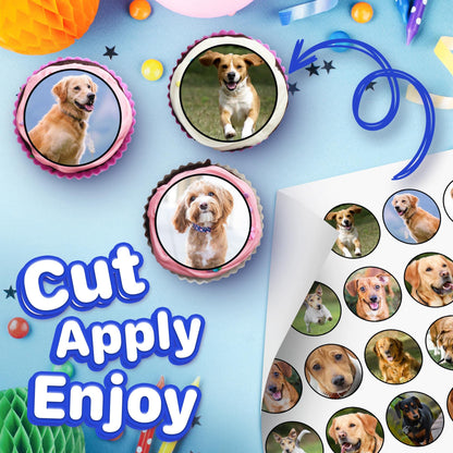 30x Wafer Paper Animal-Dog Edible Cupcake Topper