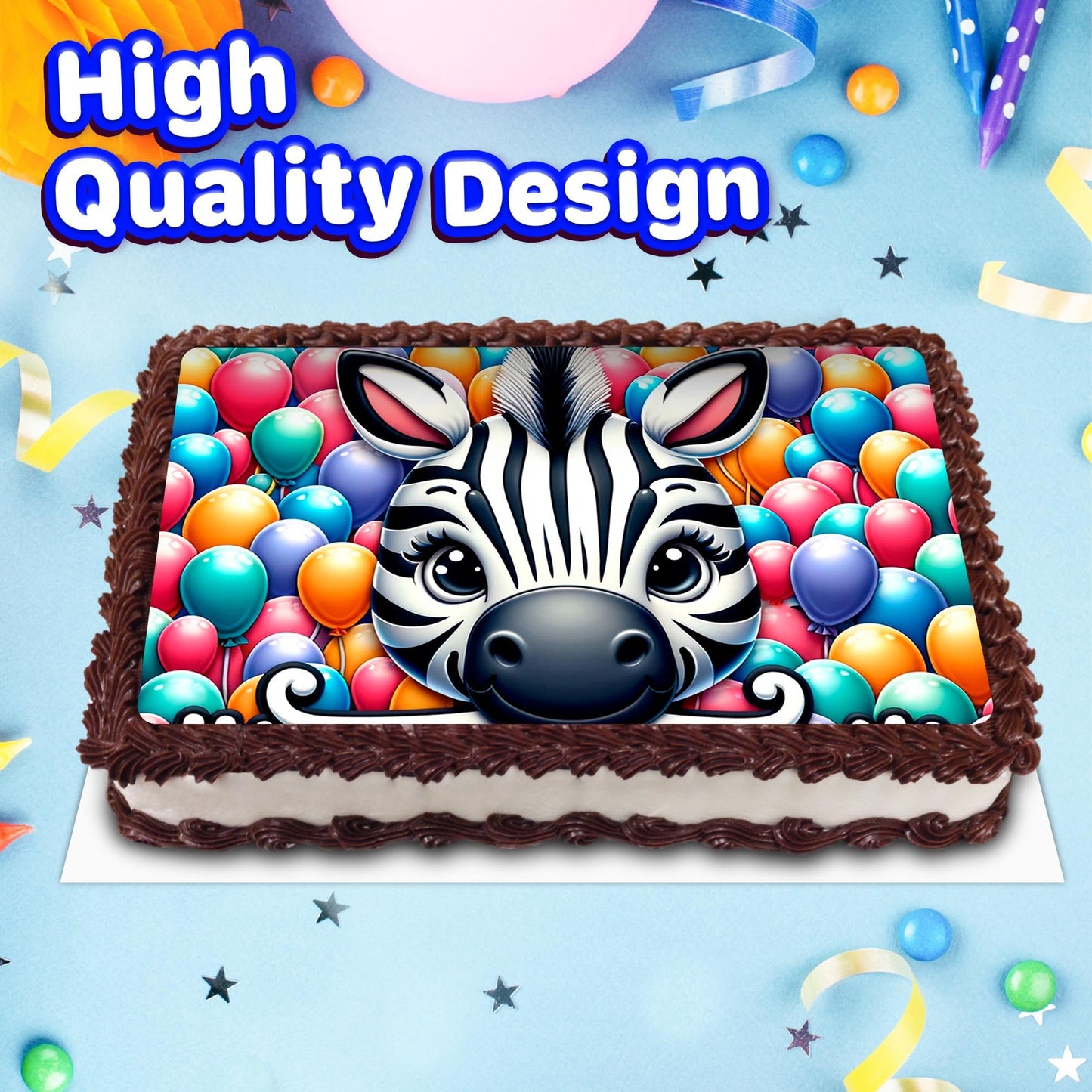 8.3 x 11.7 Inch Edible Square Cake Toppers Zebera Ai