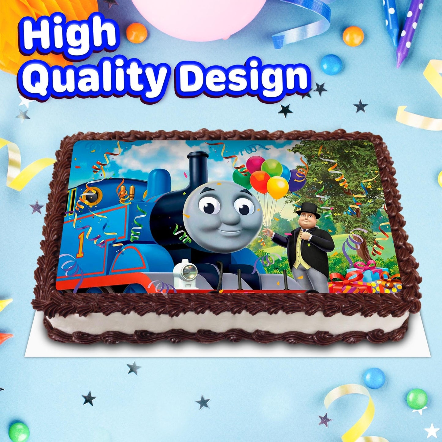 8.3 x 11.7 Inch Edible Square Cake Toppers Thomas The Train