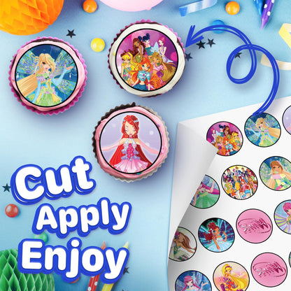 30x Wafer Paper Winx Club Edible Cupcake Topper