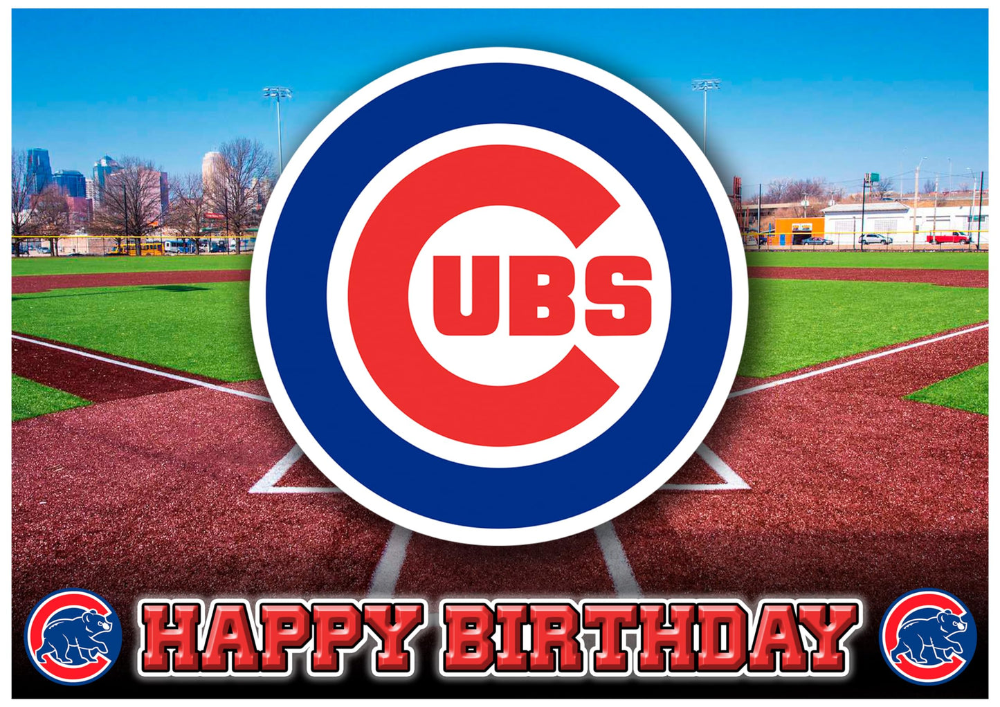 8.3 x 11.7 Inch Edible Square Cake Toppers Chicago Cubs