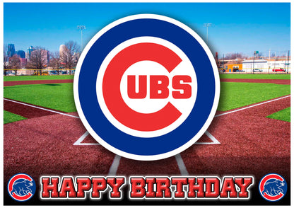 8.3 x 11.7 Inch Edible Square Cake Toppers Chicago Cubs