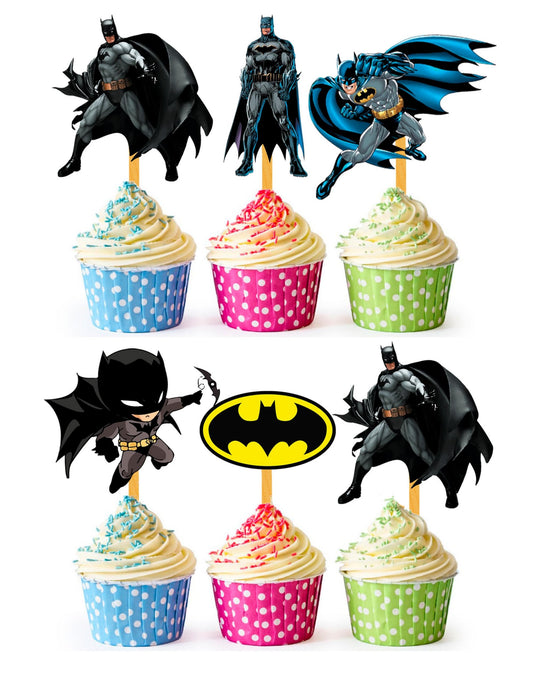 24x Knight of Shadows Hero Cupcake Toppers – Strong Picks Happy Birthday Décor, Cupcake Decorations for Kids Birthdays