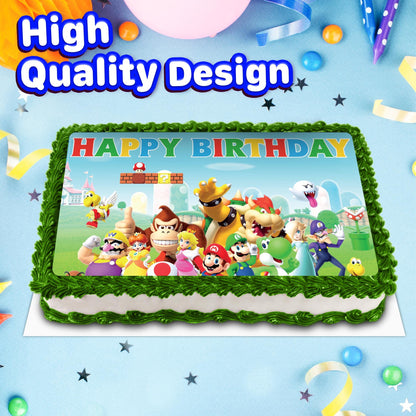 8.3 x 11.7 Inch Edible Square Cake Toppers super mario