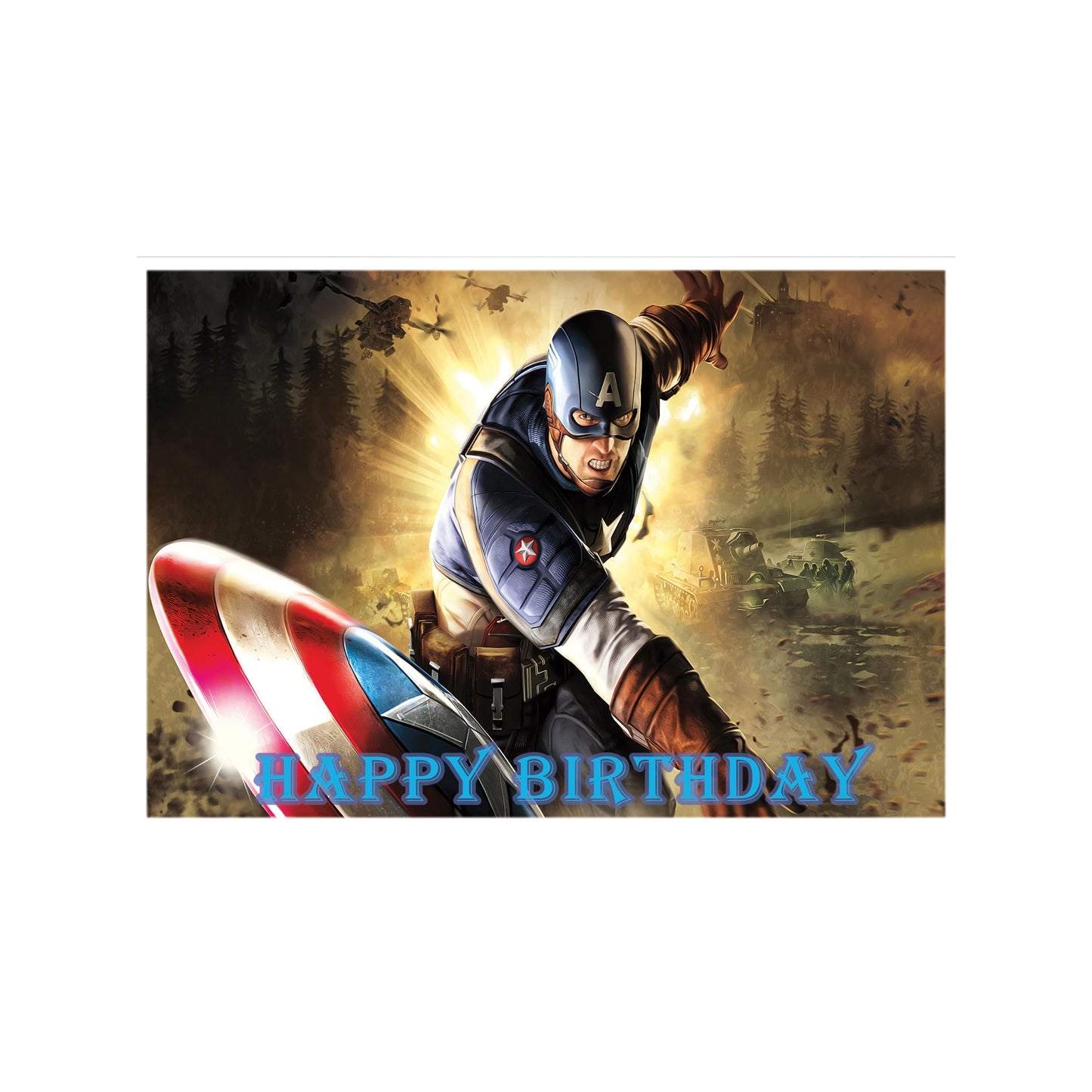 8.3 x 11.7 Inch Edible Square Cake Toppers Capitan america