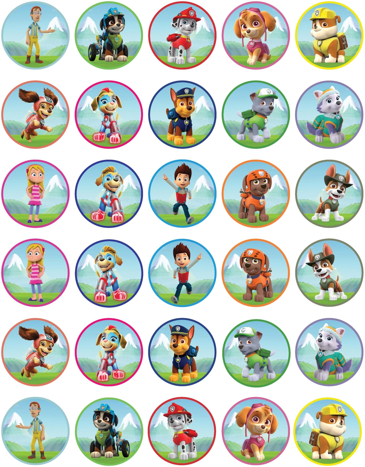 30x Wafer Paper Paw patrol Edible Cupcake Topper