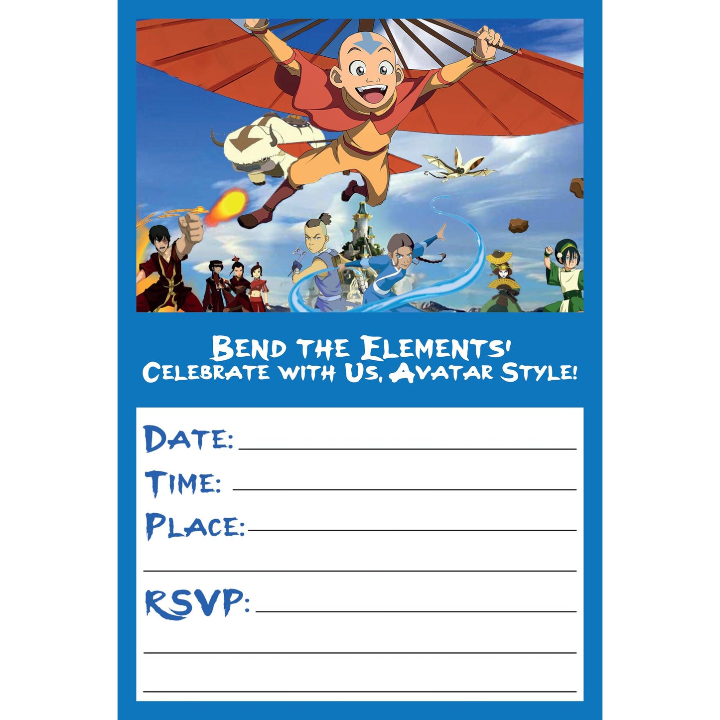 Set of 20 Avatar Birthday Invitation Cards & Envelopes