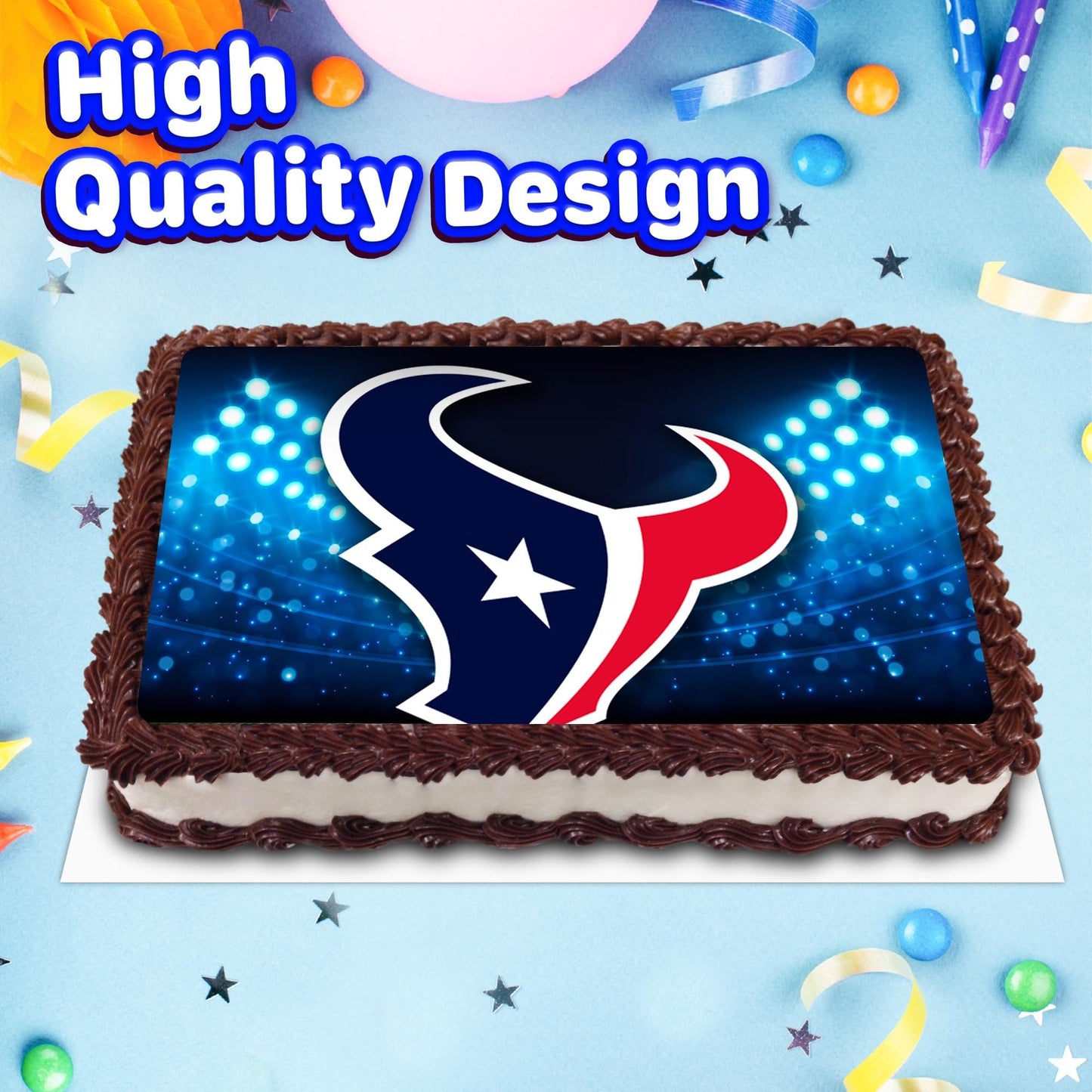 8.3 x 11.7 Inch Edible Square Cake Toppers Houston Texans