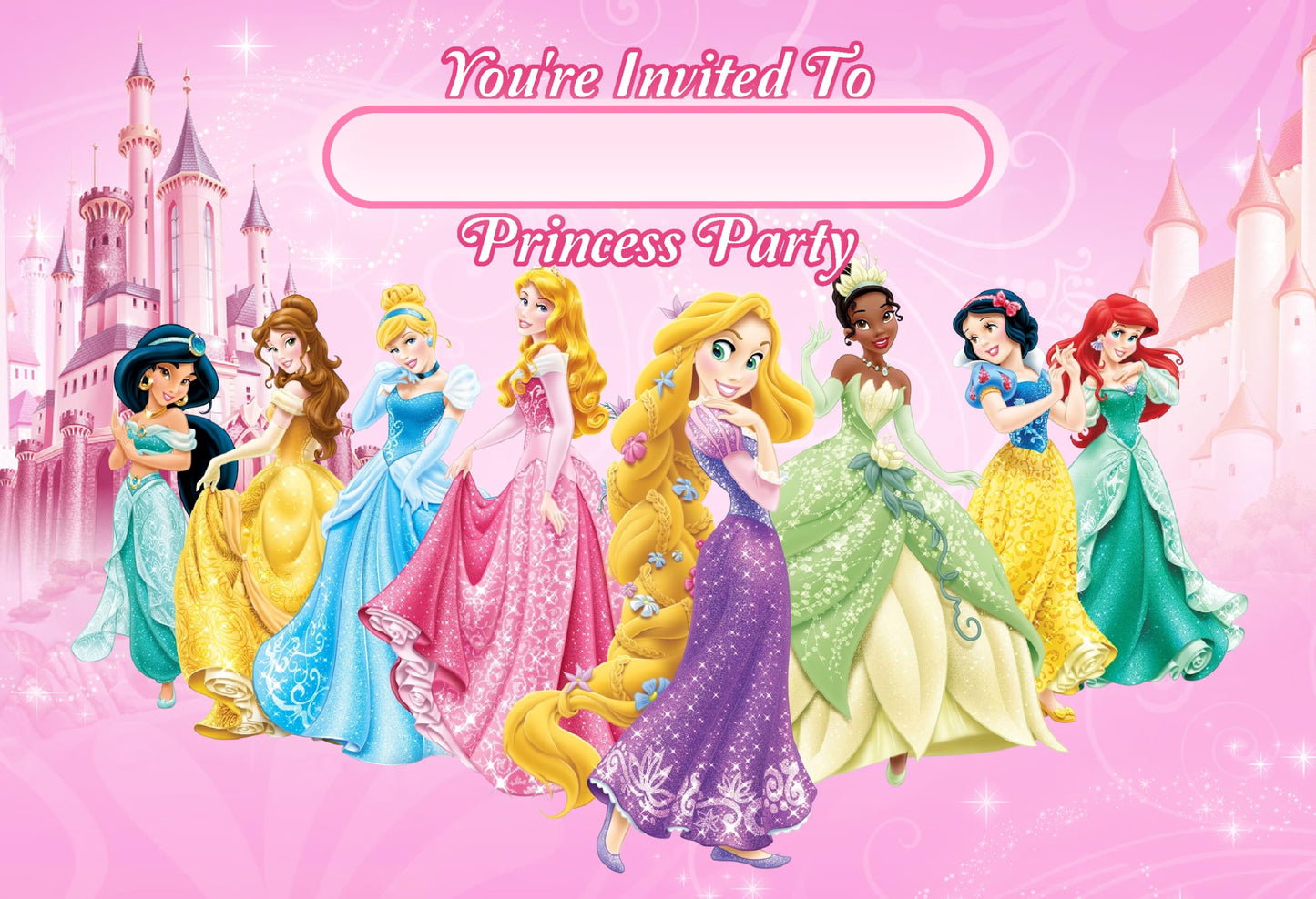 Set of 20 Princess Birthday Invitation Cards & Envelopes