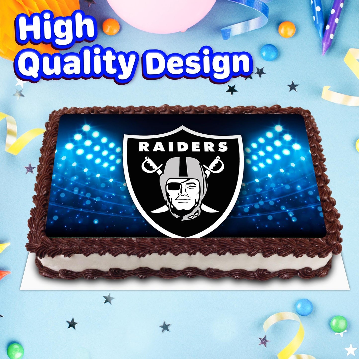 8.3 x 11.7 Inch Edible Square Cake Toppers Las Vegas Raiders