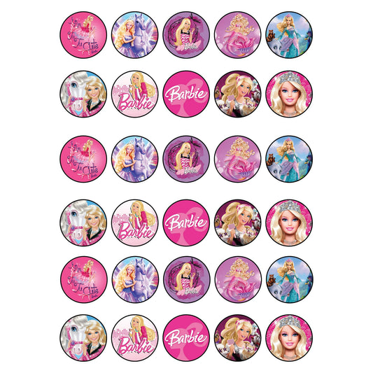 30x sugar Paper Barbie Edible Cupcake Topper